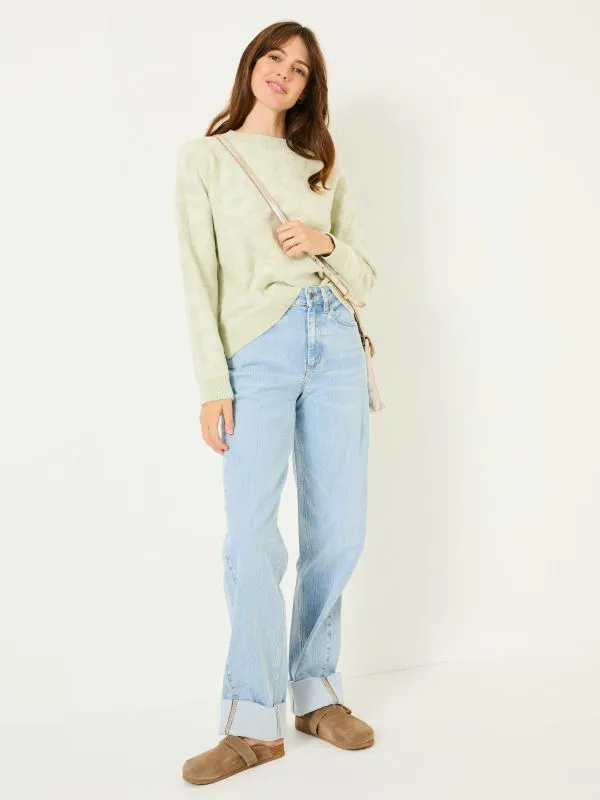 Fat Face Knitwear Women Light Green Floral Knitted Jumper