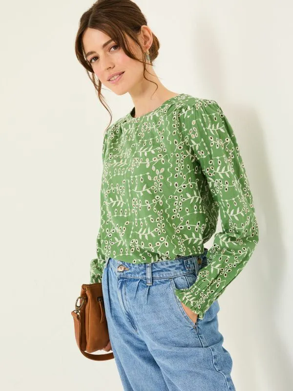 Fat Face Shirts and Blouses Women Light Green Jili 100 Cotton Embroidered Blouse Fat Face Shirts and Blouses Women Light Green Jili 100 Cotton Embroidered Blouse
