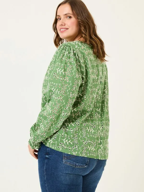 Fat Face Shirts and Blouses Women Light Green Jili 100 Cotton Embroidered Blouse Fat Face Shirts and Blouses Women Light Green Jili 100 Cotton Embroidered Blouse