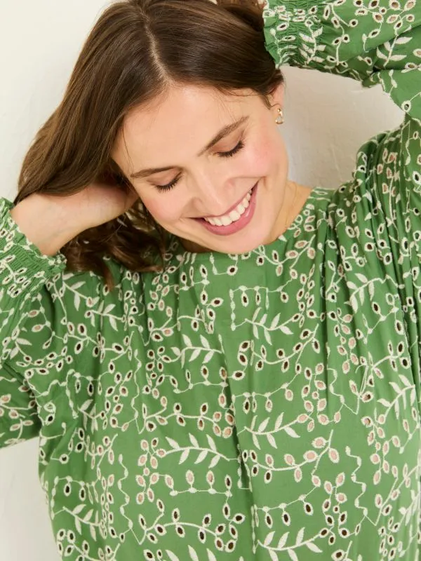 Fat Face Shirts and Blouses Women Light Green Jili 100 Cotton Embroidered Blouse Fat Face Shirts and Blouses Women Light Green Jili 100 Cotton Embroidered Blouse