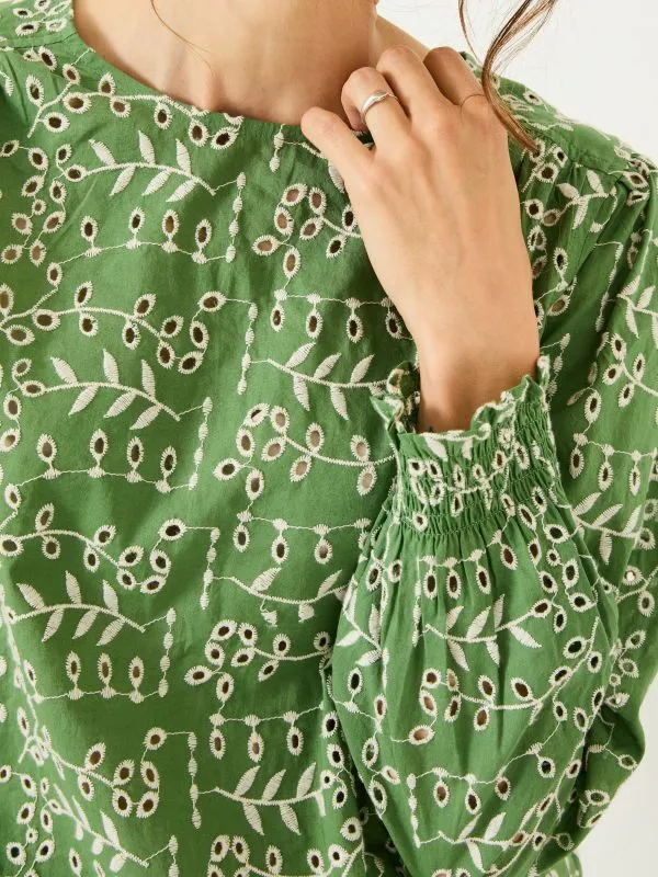 Fat Face Shirts and Blouses Women Light Green Jili 100 Cotton Embroidered Blouse Fat Face Shirts and Blouses Women Light Green Jili 100 Cotton Embroidered Blouse