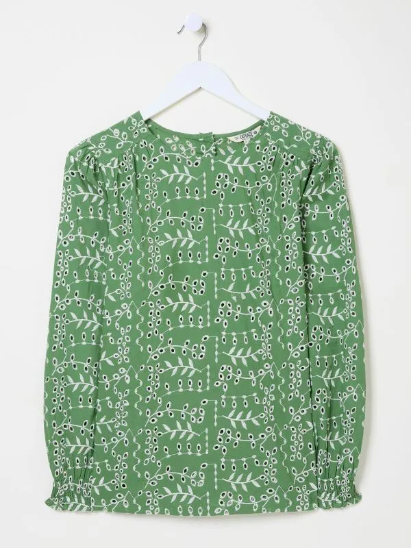 Fat Face Shirts and Blouses Women Light Green Jili 100 Cotton Embroidered Blouse Fat Face Shirts and Blouses Women Light Green Jili 100 Cotton Embroidered Blouse