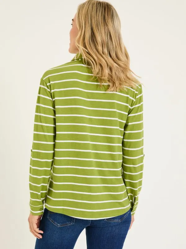Fat Face Shirts and Blouses Women Paige Green 100 Cotton Stripe Jersey Shirt Fat Face Shirts and Blouses Women Paige Green 100 Cotton Stripe Jersey Shirt
