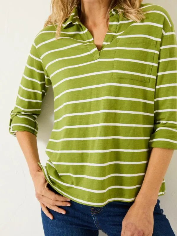 Fat Face Shirts and Blouses Women Paige Green 100 Cotton Stripe Jersey Shirt Fat Face Shirts and Blouses Women Paige Green 100 Cotton Stripe Jersey Shirt