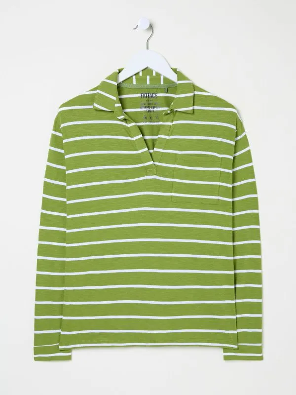 Fat Face Shirts and Blouses Women Paige Green 100 Cotton Stripe Jersey Shirt Fat Face Shirts and Blouses Women Paige Green 100 Cotton Stripe Jersey Shirt
