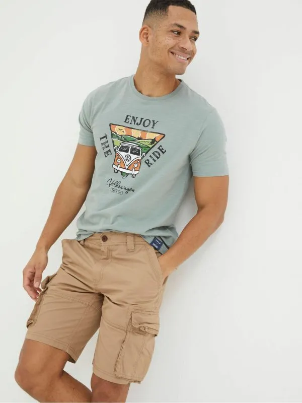 Fat Face Shorts Men Bude Tan Brown Lightweight Cargo Shorts