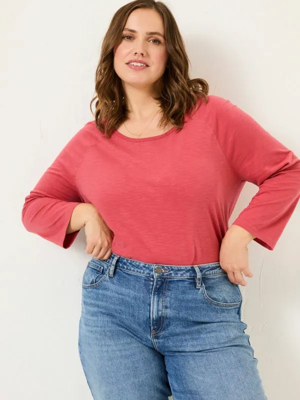 Fat Face Tops and TShirts Women Ava Dark Pink 100 Organic Cotton 34 Sleeve TShirt Fat Face Tops and TShirts Women Ava Dark Pink 100 Organic Cotton 34 Sleeve TShirt