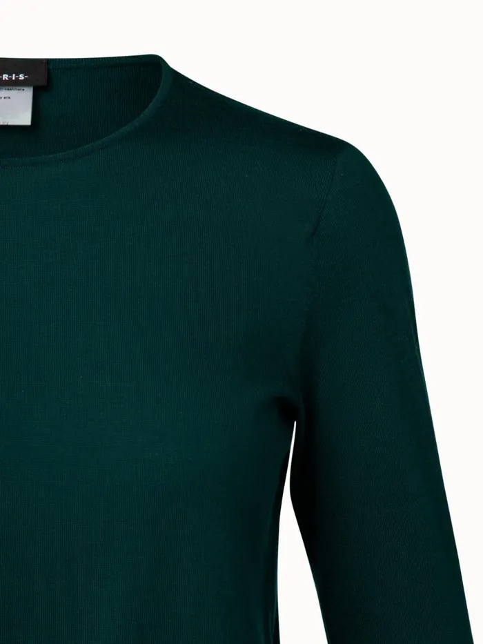 Fine Gauge Cashmere Silk Pullover Gallus Green Women Akris Knitwear