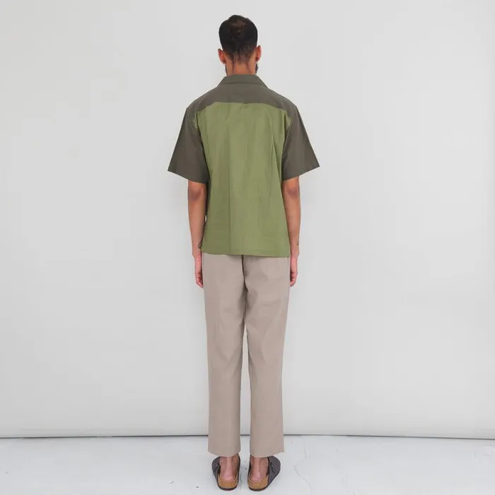 Folk Clothing Shirts 2 Tone Soft Collar Shirt 8211 Olive 8211 Mens
