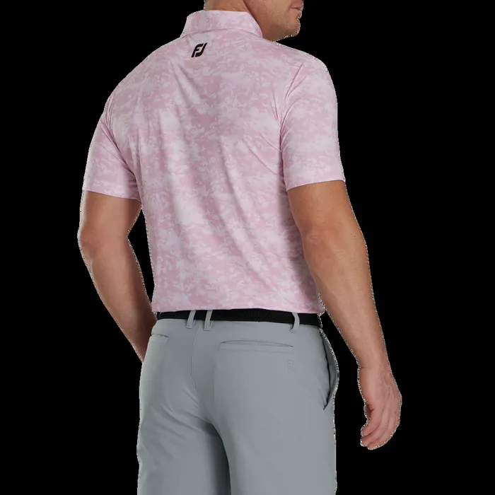 FootJoy Shirts Men Athletic Fit Cloud Camo Lisle 8211 FJ Tour Collar Pink