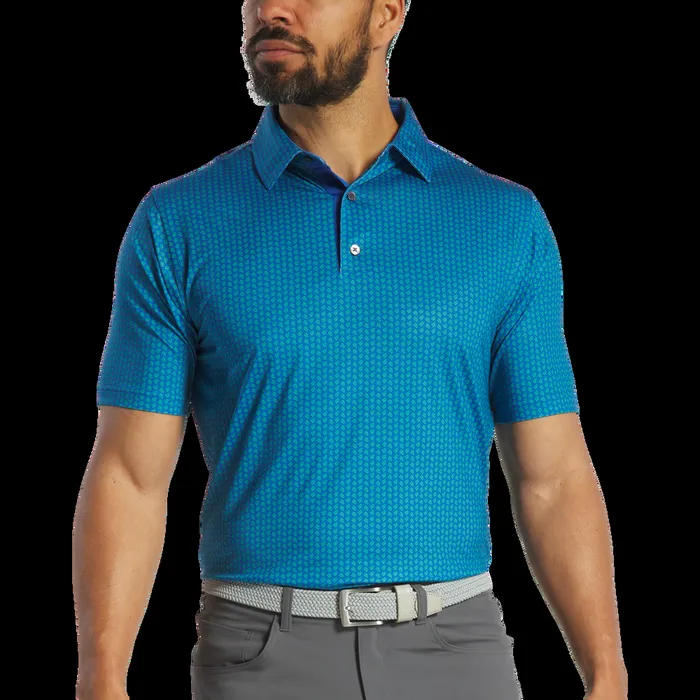 FootJoy Shirts Men Leaf Lisle Emerald Blue