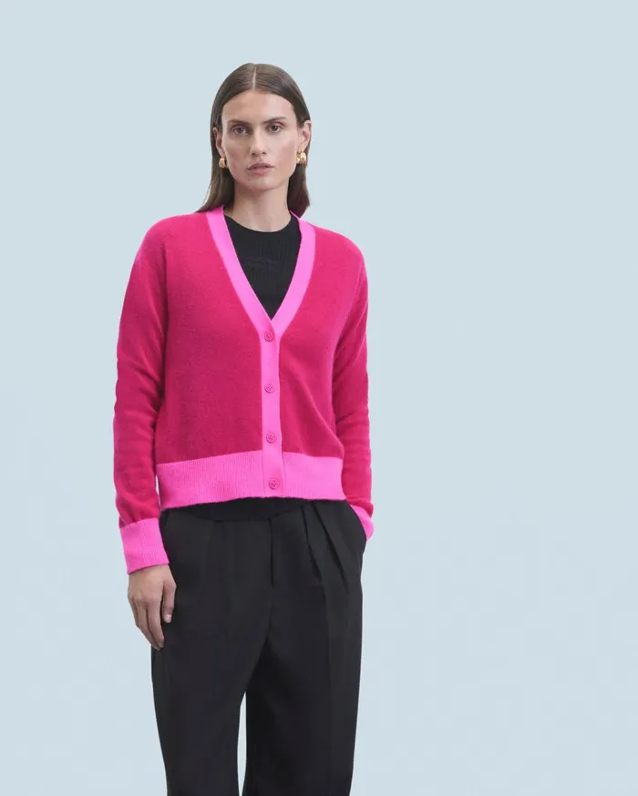 From Future Cashmere Sweaters Women Light Bicolor Cardigan Raspberry Pink