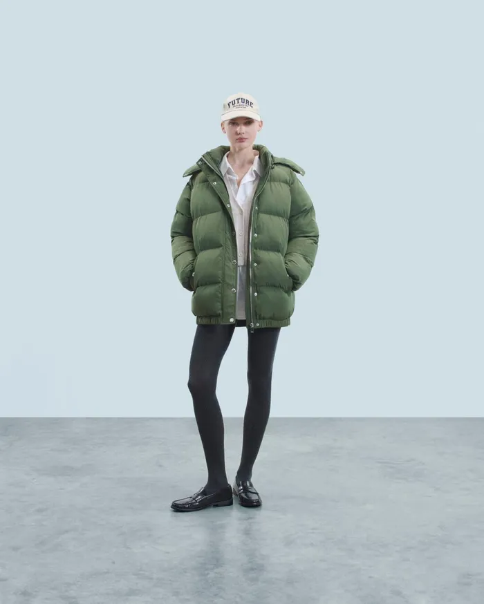 From Future Coats and Jackets Women Outerwear MidLength Down Jacket Khaki