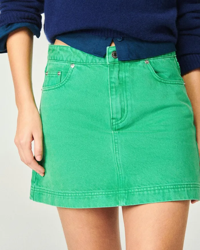 From Future Jeans Women Mini Skirt Tropical Green