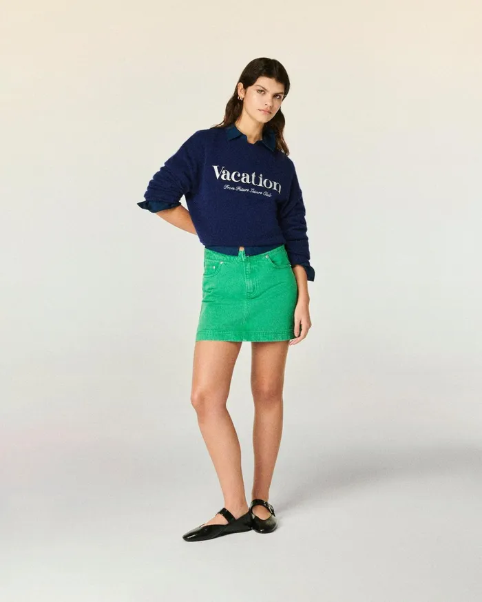 From Future Jeans Women Mini Skirt Tropical Green