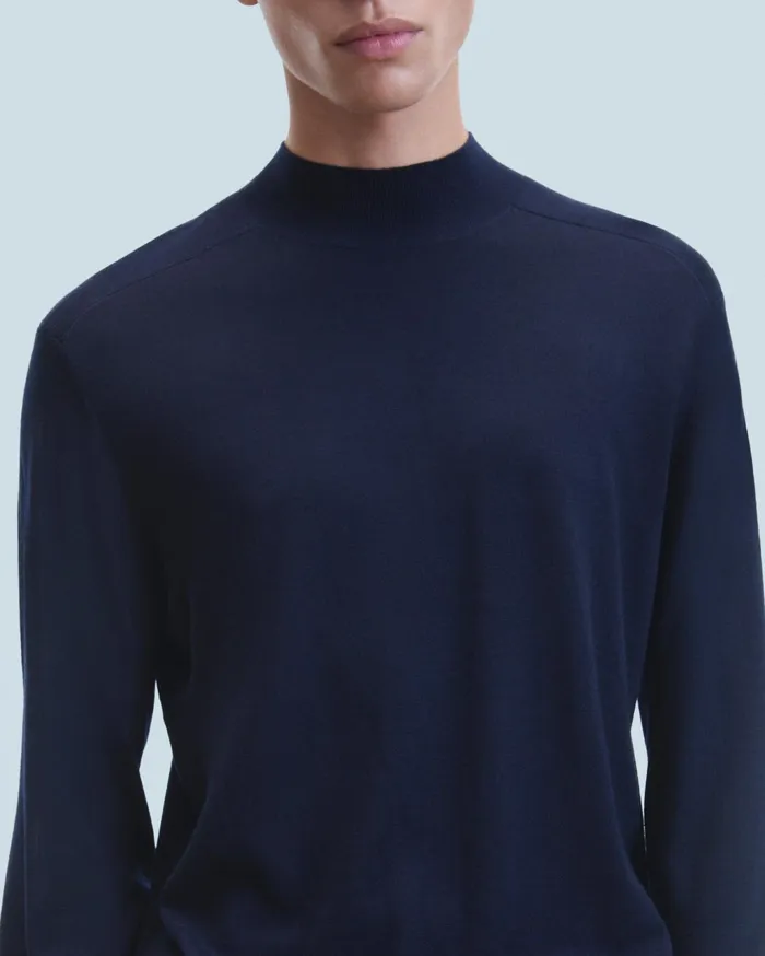 From Future Merino Wool Sweaters Men Mock Neck Sweater Navy