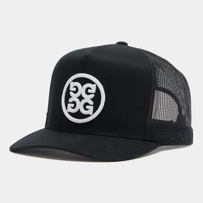 GFORE Hats Men CIRCLE G039S COTTON TWILL TALL TRUCKER HAT Onyx