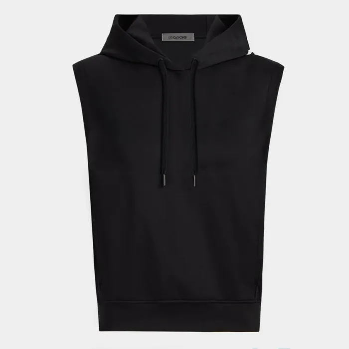 GFORE Hoodies and Tees Women PRAY FOR BIRDIES DOUBLE KNIT BRUSHED BACK CROPPED SLEEVELESS HOODIE Onyx