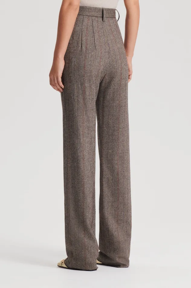 HERRINGBONE WEAVE TROUSER MORO Trousers Scanlan Theodore Women HERRINGBONE WEAVE TROUSER MORO Trousers Scanlan Theodore Women
