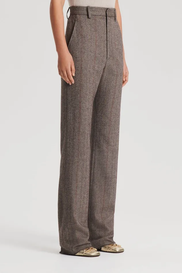 HERRINGBONE WEAVE TROUSER MORO Trousers Scanlan Theodore Women HERRINGBONE WEAVE TROUSER MORO Trousers Scanlan Theodore Women