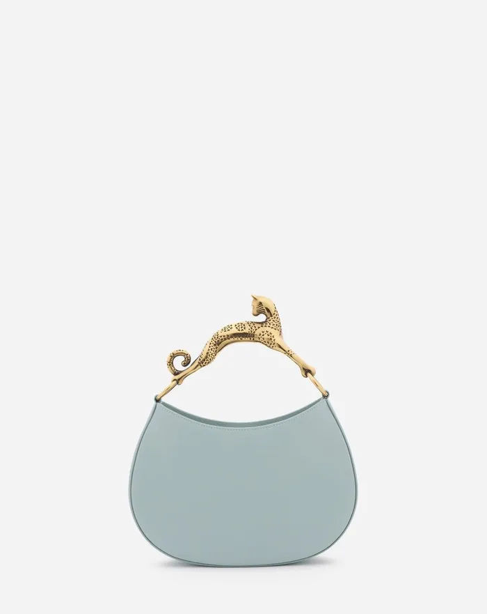 Hobo Cat Leather Bag Ice Blue Women Lanvin Tote Bags and Top Handle Bags