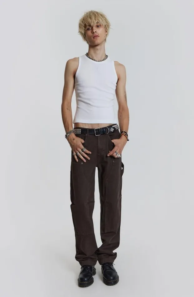 Jeans Men Jaded London Brown Carpenter Jeans In Skate Fit