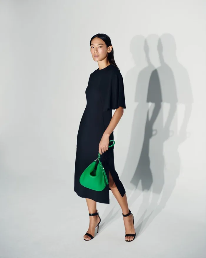 Jersey Kimono Sleeves Dress Black Women Akris Dresses