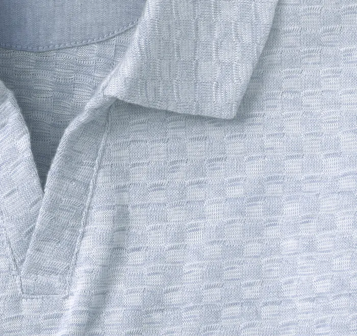 Johnston and Murphy Polos and Tees Men Basketweave VNeck Polo Light Blue