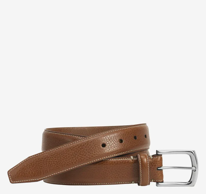 Johnston and Murphy Topstitched Leather Belt Tan Men Belts
