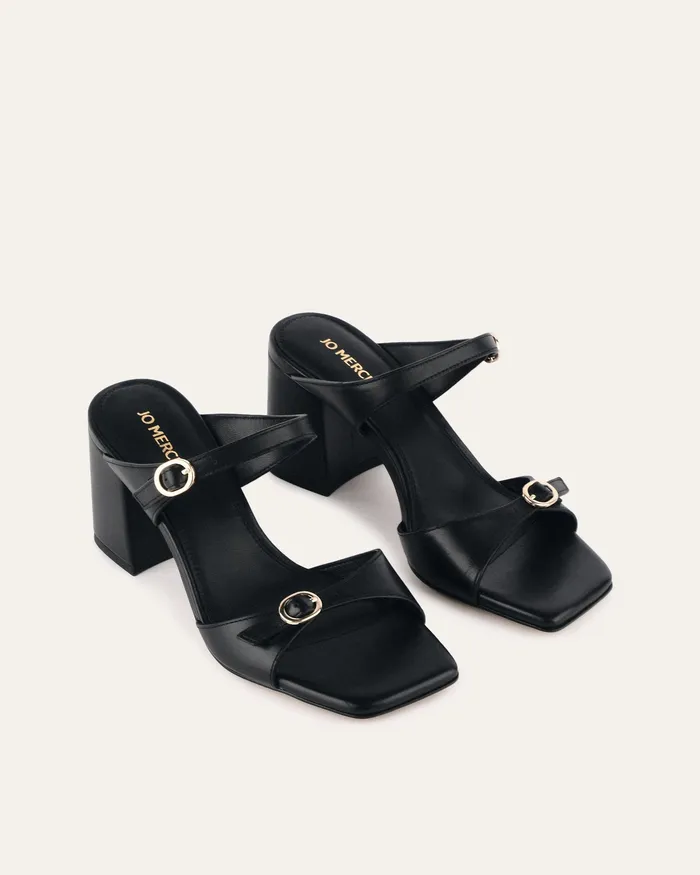 jomercer Spencer mid heel sandals black leather Women MID SANDALS jomercer Spencer mid heel sandals black leather Women MID SANDALS
