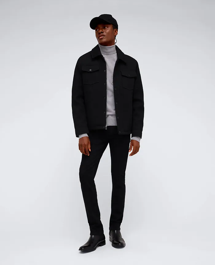 Kenneth Cole Jackets and Outerwear Men Heavyweight Twill Trucker Jacket Black