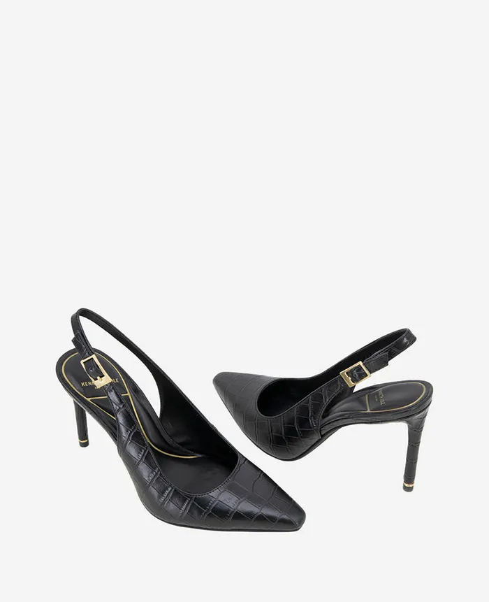 Kenneth Cole Pumps and Heels Women Quinnly Leather Croco Slingback Heel Black Kenneth Cole Pumps and Heels Women Quinnly Leather Croco Slingback Heel Black