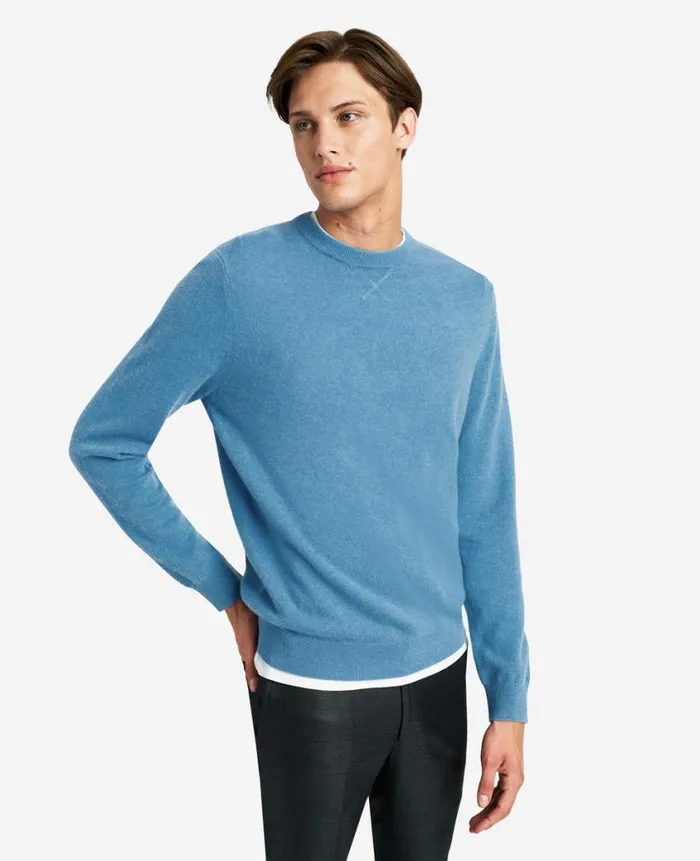 Kenneth Cole Sweaters Men Site Exclusive Crew Neck Cashmere Sweater Blue