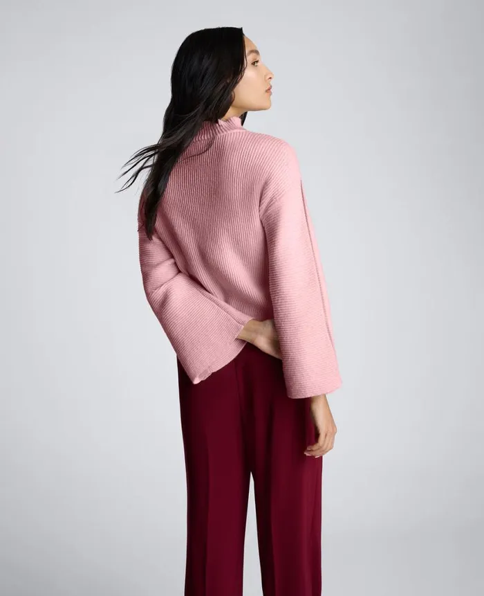 Kenneth Cole Sweaters Women Mock Neck Pullover Sweater With Placket Sleeve Pink Kenneth Cole Sweaters Women Mock Neck Pullover Sweater With Placket Sleeve Pink