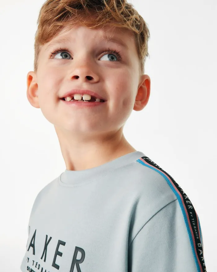 Kids IACOB 8211 Branded Tape Detail TShirt Medium Blue Ted Baker Tops Kids IACOB 8211 Branded Tape Detail TShirt Medium Blue Ted Baker Tops