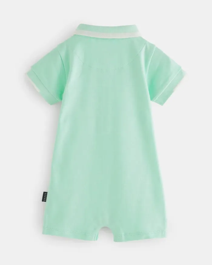 Kids LAHEMP 8211 Short Sleeve Polo Cotton Romper Green Ted Baker Baby Kids LAHEMP 8211 Short Sleeve Polo Cotton Romper Green Ted Baker Baby