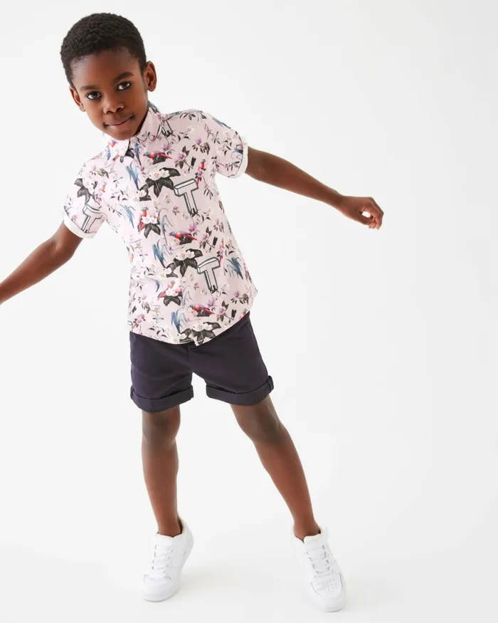 Kids MALCOLM 8211 Printed Shirt And Chino Shorts Set Navy Ted Baker Sets and Outfits