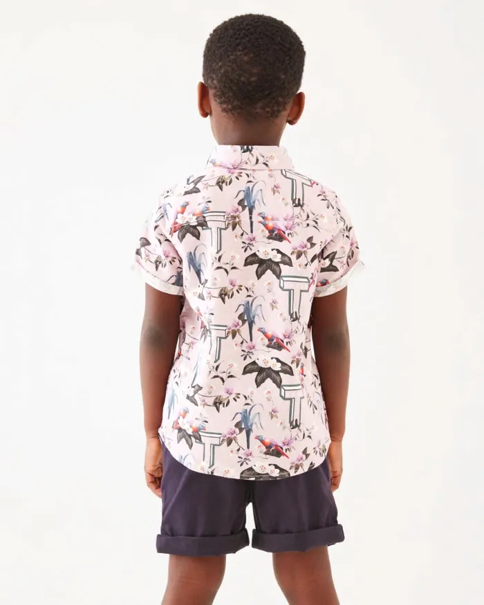 Kids MALCOLM 8211 Printed Shirt And Chino Shorts Set Navy Ted Baker Sets and Outfits