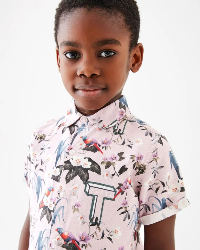 Kids MALCOLM 8211 Printed Shirt And Chino Shorts Set Navy Ted Baker Sets and Outfits