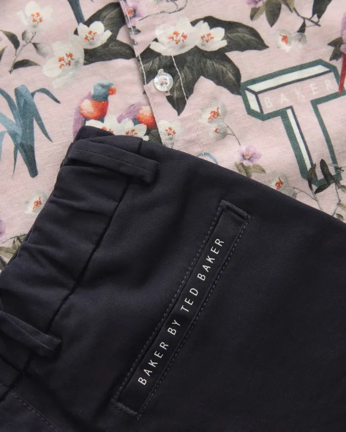 Kids MALCOLM 8211 Printed Shirt And Chino Shorts Set Navy Ted Baker Sets and Outfits