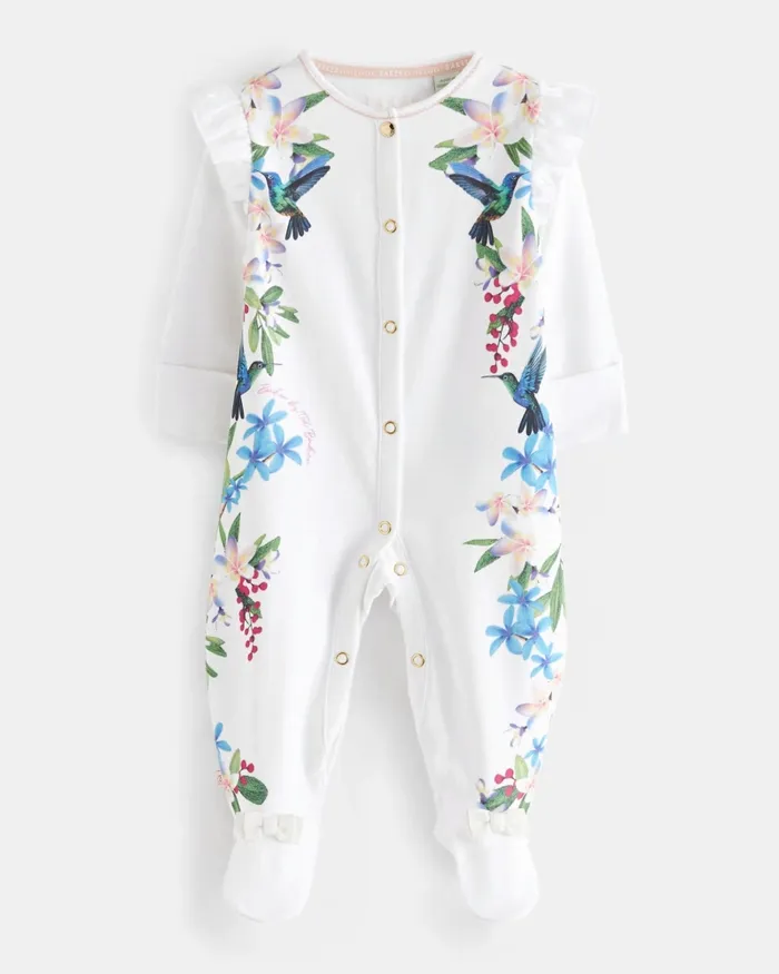 Kids ODETTYY 8211 Botanical Cotton Sleepsuit With Frill Detail White Ted Baker Playsuits and Sets Kids ODETTYY 8211 Botanical Cotton Sleepsuit With Frill Detail White Ted Baker Playsuits and Sets