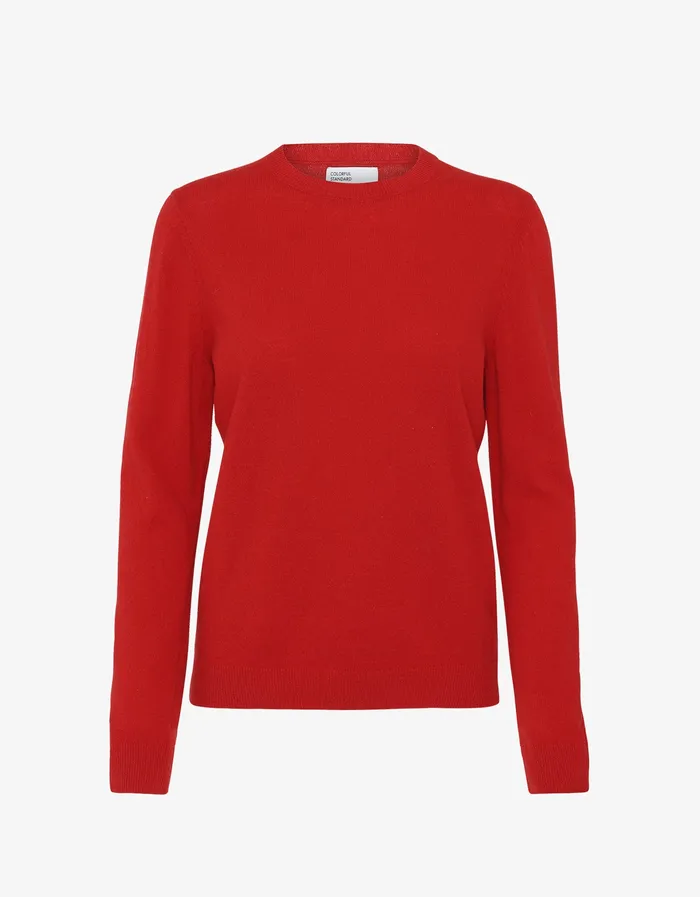 Knit Sweaters Women Colorfulstandard Women Light Merino Wool Crew 8211 Scarlet Red
