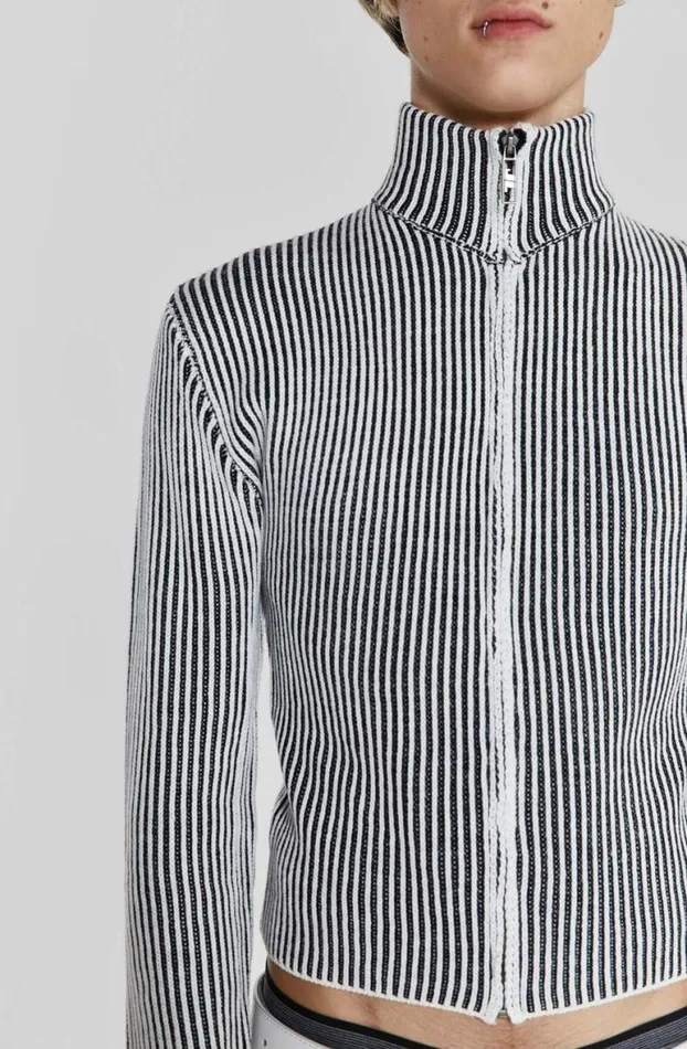Knitwear Men Jaded London Shadow White Lucid Knit Track Top