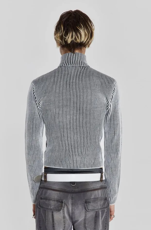 Knitwear Men Jaded London Shadow White Lucid Knit Track Top