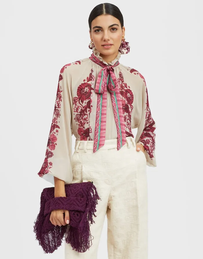 La Doublej Cerere Blouse Zodiac Place Purple In Silk Chiffon Women Shirts and Tops