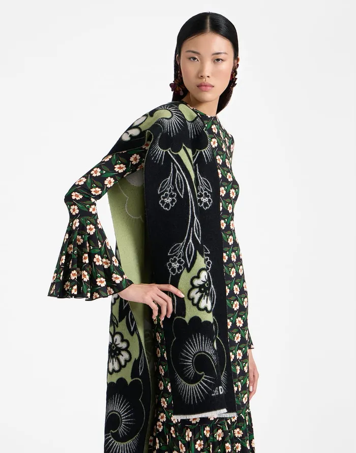 La Doublej Herald Scarf Mayfair Black In Wool Silk Women Foulards and Scarves