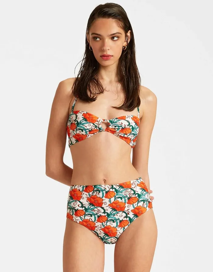 La Doublej Honey Top Morpheus Orange In Lycra Women Swimwear