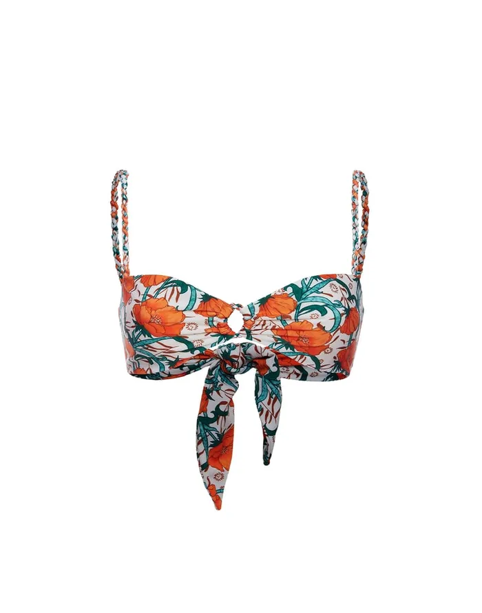 La Doublej Honey Top Morpheus Orange In Lycra Women Swimwear