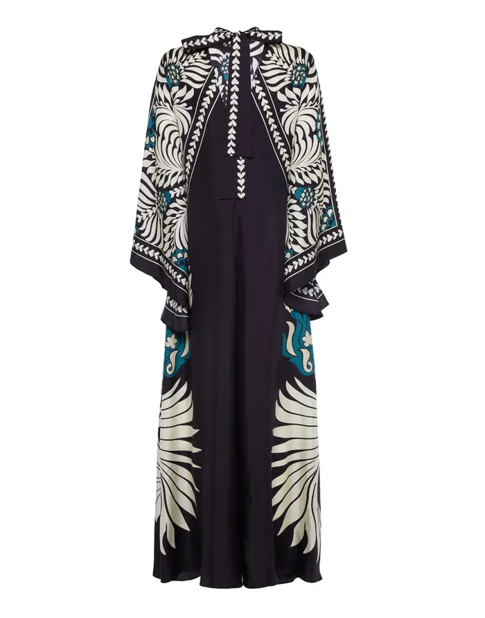 La Doublej Magnifico Dress Mix Tiles Place Black In Silk Twill Women Party Dressing