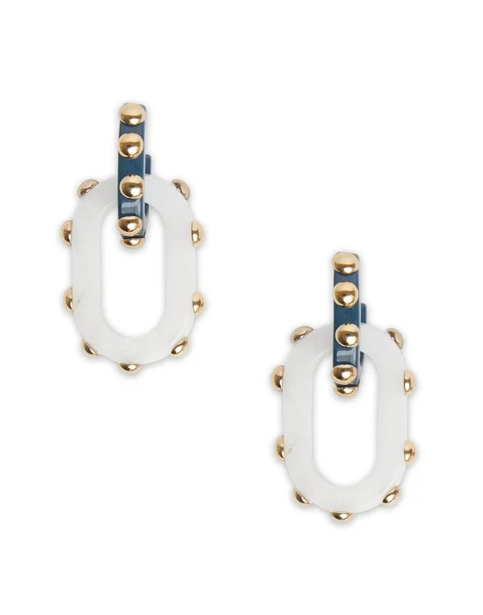 La Doublej Nefertiti Double Earrings Solid Teal In Acrylic Resin Women Jewelry